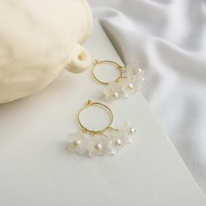 Flower & Pearl Darling Hoops-  Sterling Silver